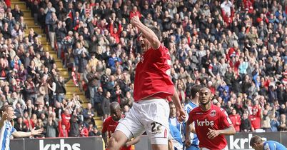 Hollands: Celebrates his goal for Charlton
